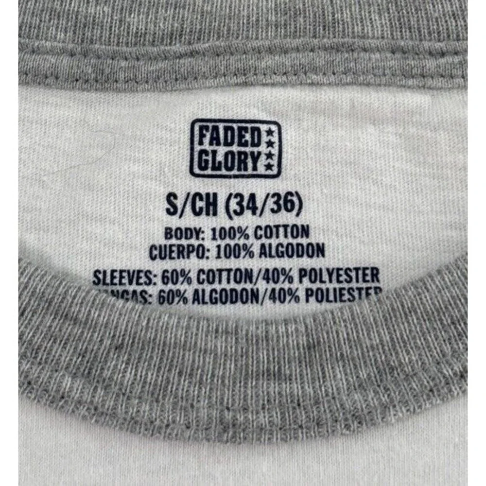 Faded Glory Grey/white Shirt Tee Short Sleeve Men Small 34/36